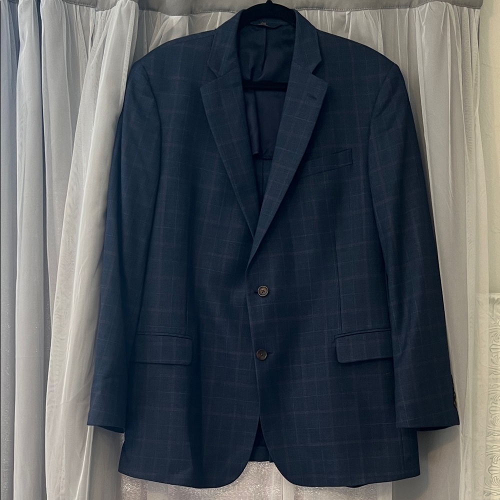 Brooks Brothers Navy Plaid Two-Button Sport Coat
